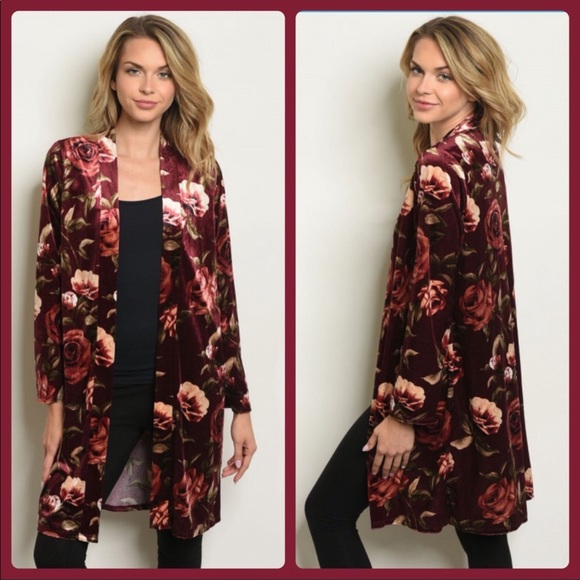 Floral Velour Duster - Picture 2 of 6